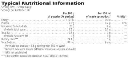 herbalife multifibre nutritional information